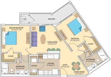 2 beds, 2 baths, 1,157 sqft, $1,819