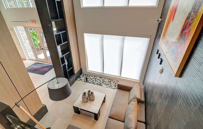 Impressive multi-story clubhouse with a lot of natural light