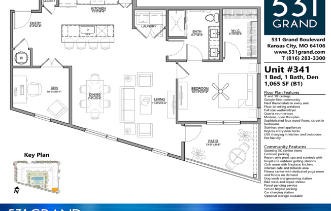 1 bed, 1 bath, 1,065 sqft, $2,299, Unit 341