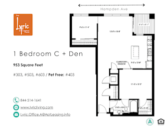 1 bed, 1 bath, 953 sqft, $1,879