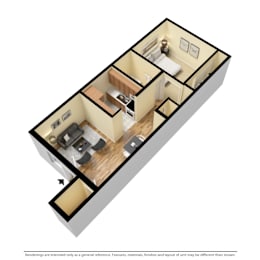 1 bed, 1 bath, 536 sqft, $737