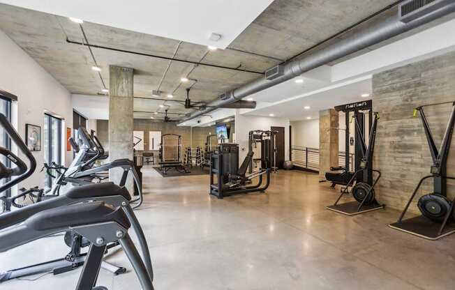 A gym with a variety of equipment