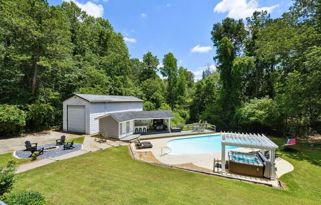 FURNISHED: Beautiful Large Private Estate on 16 Acres with Pool,Jacuzzi,Playground & More!