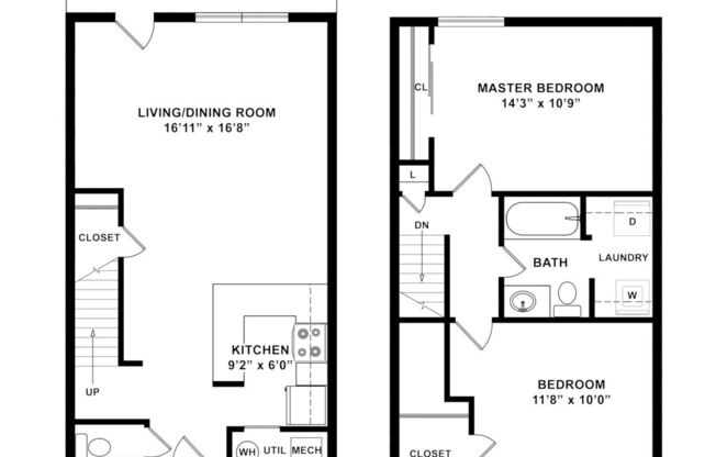 2 beds, 1.5 baths, 1,100 sqft, $1,419