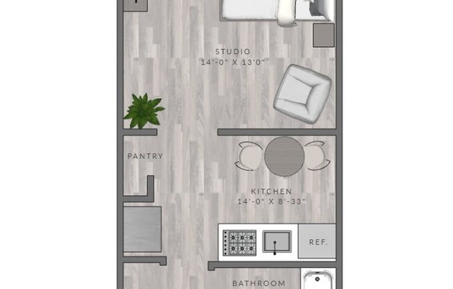 Studio, 1 bath, 460 sqft, $1,580