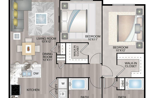 2 beds, 2 baths, 1,126 sqft, $1,527