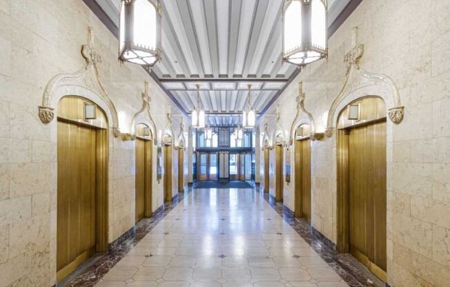 Resident Lobby with art deco architecture
