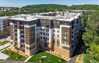 Dominium_Bren Road Station_Aerial Apartment Exterior at Bren Road Station 55+ Apartments, Minnesota, 55343