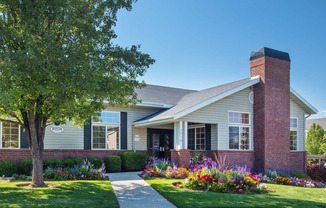 Bridgeside Landing Apartments,  Taylorsville, Utah, Front of main office which holds the leasing office, clubroom, laundry room and fitness center.