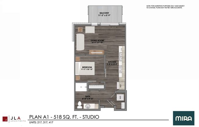1 bed, 1 bath, 518 sqft, $1,255, Unit #217