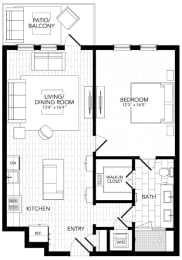 1 bed, 1 bath, 864 sqft, $2,731