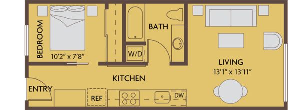 1 bed, 1 bath, 528 sqft, $1,524