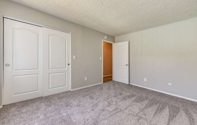 Spacious bedroom with wall to wall carpet and large closet