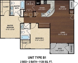 2 beds, 2 baths, 1,126 sqft, $1,738