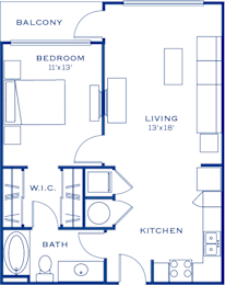 1 bed, 1 bath, 753 sqft, $1,711