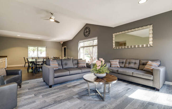 Clubhouse TV lounge and social spaces at Southwind Villas in southwest Omaha in La Vista, NE, 68128
