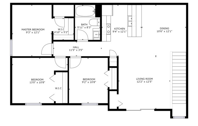 3 beds, 1 bath, $1,245, Unit 3405-07