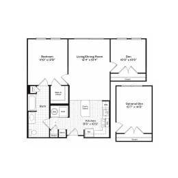 1 bed, 1 bath, 895 sqft, $2,853