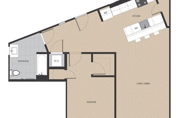 1 bed, 1 bath, 596 sqft, $2,500, Unit 506