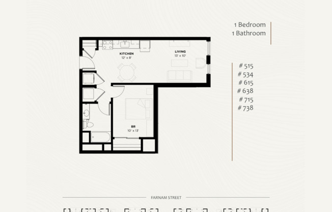 1 bed, 1 bath, 641 sqft, $1,500, Unit 534