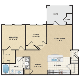 1 bed, 1 bath, 892 sqft, $1,692