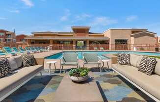 Poolside Sundeck With Relaxing Chairs at Zaterra Luxury Apartments, Arizona