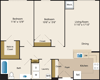 2 beds, 1 bath, 1,092 sqft, $2,290