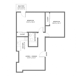2 beds, 1 bath, 636 sqft, $1,963