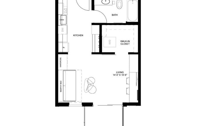 Studio, 1 bath, 427 sqft, $1,425, Unit 510