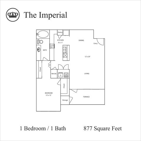 1 bed, 1 bath, 877 sqft, $1,213