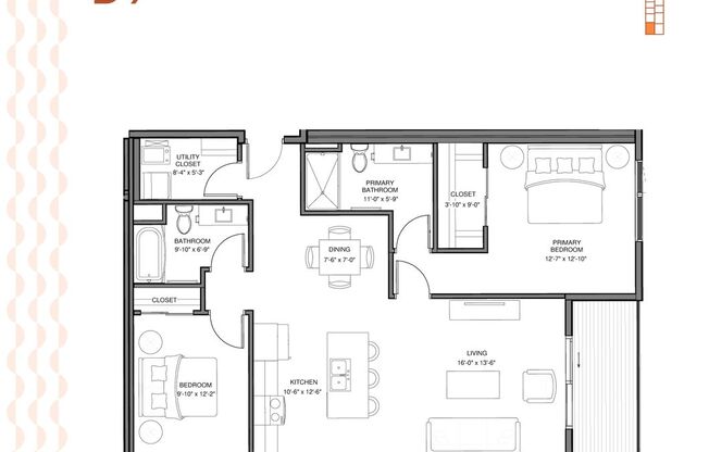2 beds, 2 baths, 1,162 sqft, $1,935, Unit 120