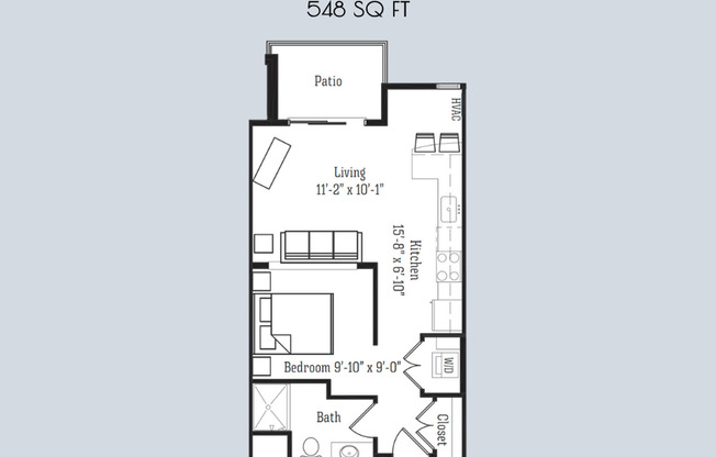 Studio, 1 bath, 548 sqft, $1,600, Unit 8328 Globe Drive - 104