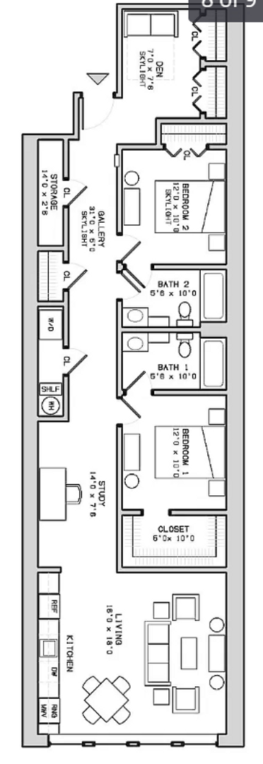 2 beds, 2 baths, 1,370 sqft, $2,750, Unit 302