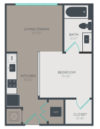 Studio, 1 bath, 494 sqft, $1,349