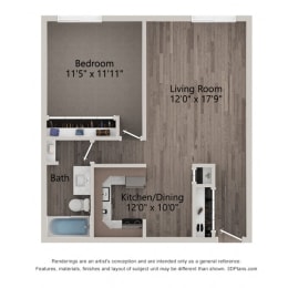 1 bed, 1 bath, 700 sqft, $1,632