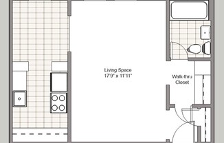 Studio, 1 bath, 440 sqft, $1,125, Unit 201