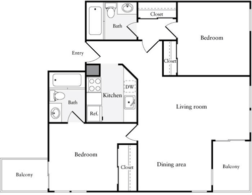 2 beds, 2 baths, 1,044 sqft, $3,498