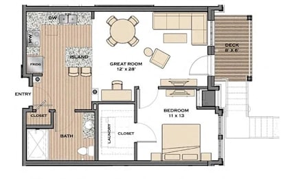 1 bed, 1 bath, 700 sqft, $1,626