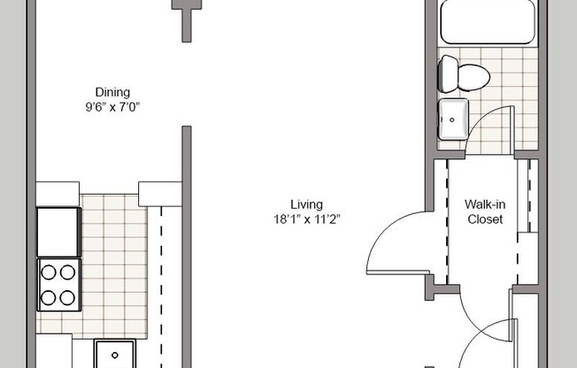Studio, 1 bath, 425 sqft, $1,225