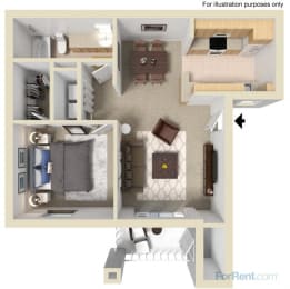 1 bed, 1 bath, 700 sqft, $1,303