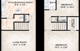 2 beds, 1 bath, 980 sqft, $1,185