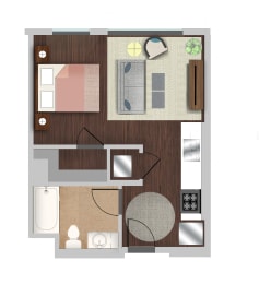 Studio, 1 bath, 445 sqft, $1,789