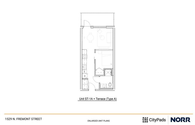 1 bed, 1 bath, 389 sqft, $2,595, Unit 205