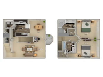 2 beds, 2 baths, 1,094 sqft, $2,559