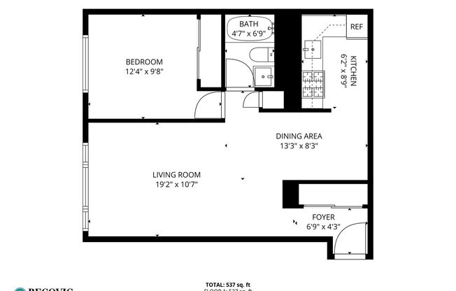 1 bed, 1 bath, 525 sqft, $1,800, Unit 540
