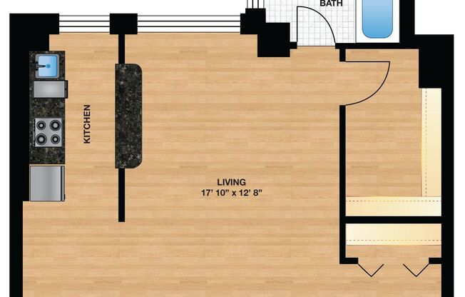 Studio, 1 bath, 407 sqft, $2,300, Unit W506