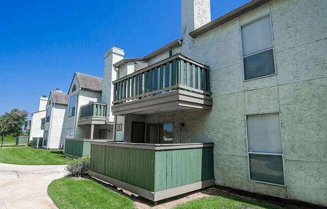 Patios and balconies at apartment complex 