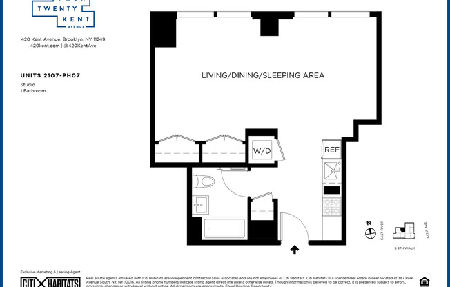 Studio, 1 bath, $4,605, Unit 2207N