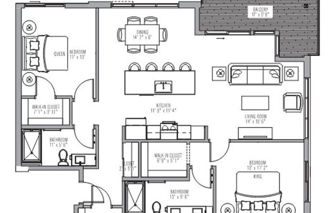 2 beds, 2 baths, 1,285 sqft, $2,118, Unit 327