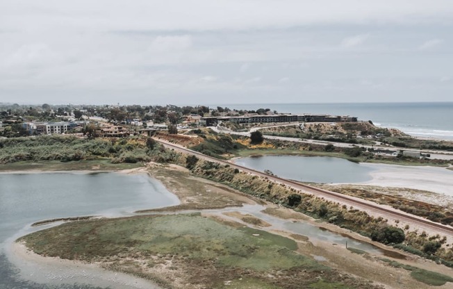 a view of the ocean and the city from a vantage point